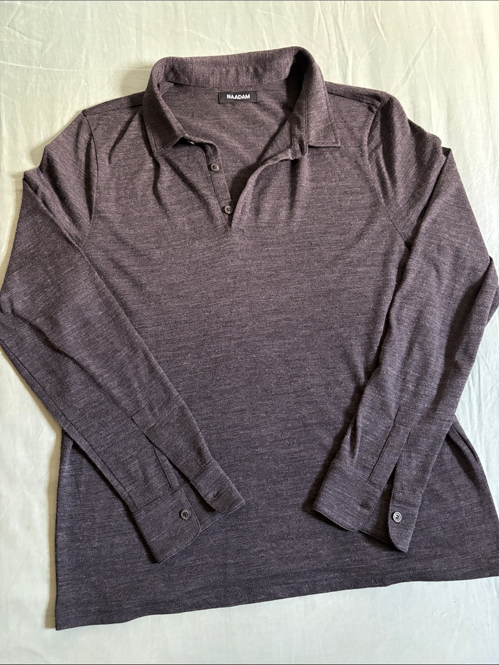NAADAM Men’s Long-Sleeve Polo in Heather Brown